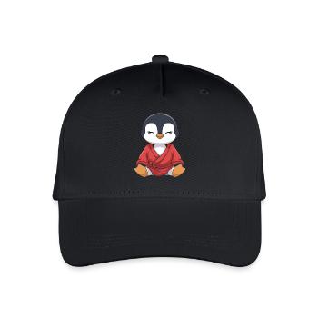 Meditierender Pinguin Im Kimono - Kinder Bio Basecap - Schwarz - Vorne