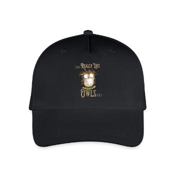 Eule mit Spruch I Really Like Owls - Kinder Bio Basecap - Schwarz - Vorne