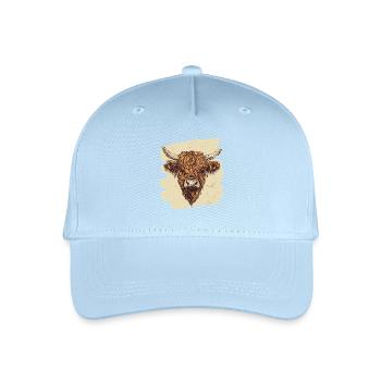 Schottisches Hochlandrind - Kinder Bio Basecap - Hellblau - Vorne
