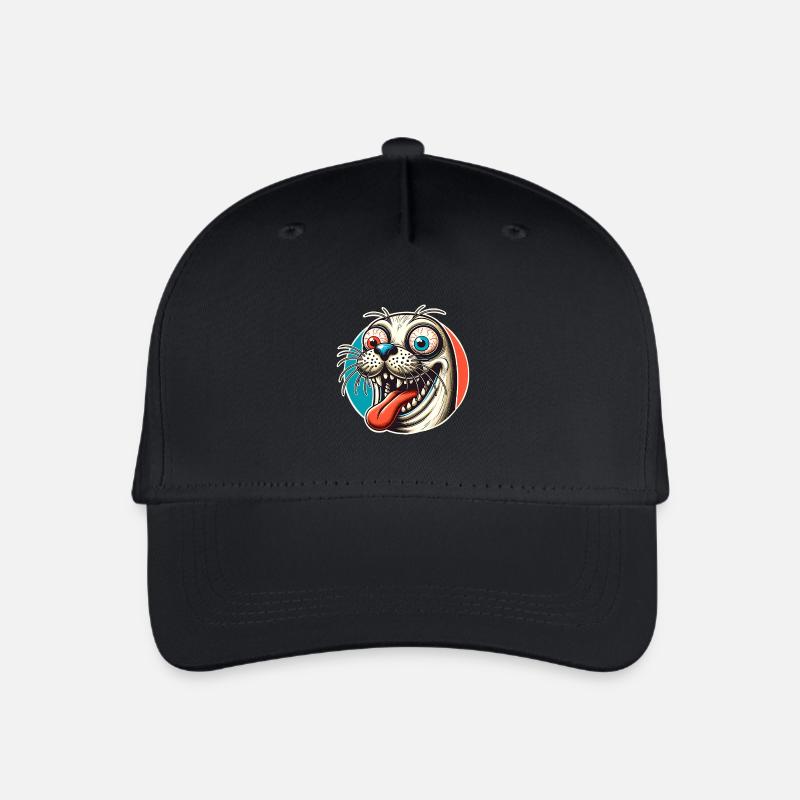 Seehund Robbe - Kinder Bio Basecap - Schwarz