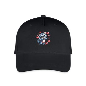Cupid raccoon with arrow and heart - Organic Kids’ Baseball Cap - black - Front
