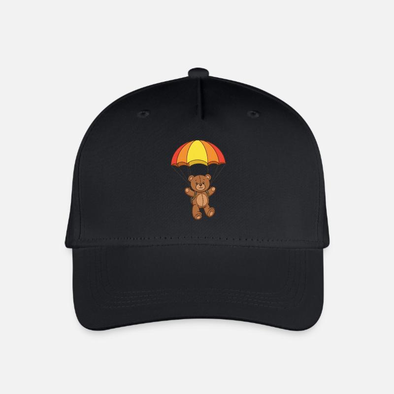 Teddybär Fallschirmspringer - Kinder Bio Basecap - Schwarz