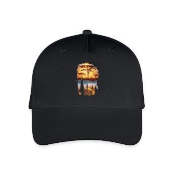 Majestätische Savanne Elefant Silhouette mit - Kinder Bio Basecap - Schwarz - Vorne