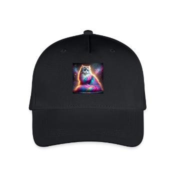 Chat magique de la galaxie avec fourrure arc-en-ciel - Casquette de baseball bio Enfant - noir - Devant