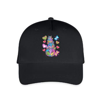 Katze Katzen Katzengesicht Kinder Kind - Kinder Bio Basecap - Schwarz - Vorne