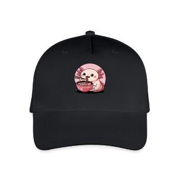 Kawaii Axolotl Essen Ramen Japanisch Süßer Feinschmecker - Kinder Bio Basecap - Schwarz - Vorne