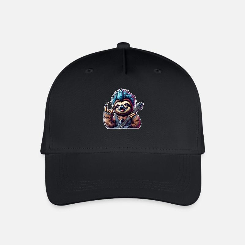 Faultier Rock and Roll Gitarrist - Kinder Bio Basecap - Schwarz
