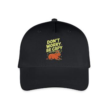 Capybara Dont Worry Be Capy Wasserschwein Nagetier - Kinder Bio Basecap - Schwarz - Vorne