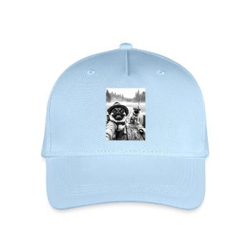 Angeln Mops Hund Selfie - Kinder Bio Basecap - Hellblau - Vorne