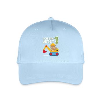 I'm Now 1 Bagger Bear 1st Birthday - Organic Kids’ Baseball Cap - light blue - Front