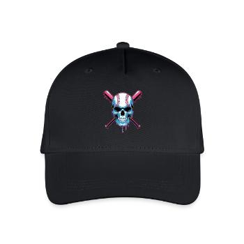 Baseball Skull Baseball Bat - Organic Kids’ Baseball Cap - black - Front