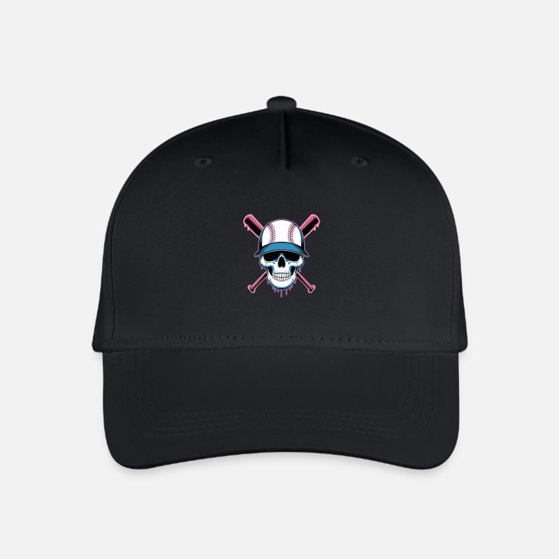 Baseball Skull Baseball Bat - Organic Kids’ Baseball Cap - black