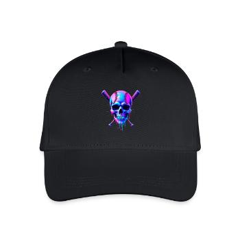 Baseball Skull Baseball Bat - Organic Kids’ Baseball Cap - black - Front