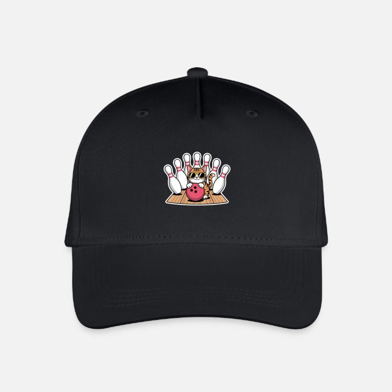 Bowling Spruch Katzen Lustiges Bowling Geschenk - Kinder Bio Basecap - Schwarz