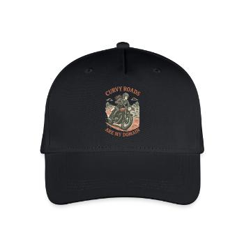 Curvy Roads Are My Domain Motorrad Biker - Kinder Bio Basecap - Schwarz - Vorne