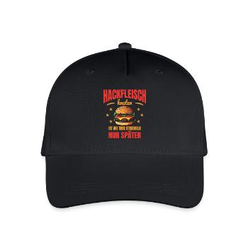 Hackfleisch kneten Tiere Streicheln Metzger Spruch - Kinder Bio Basecap - Schwarz - Vorne