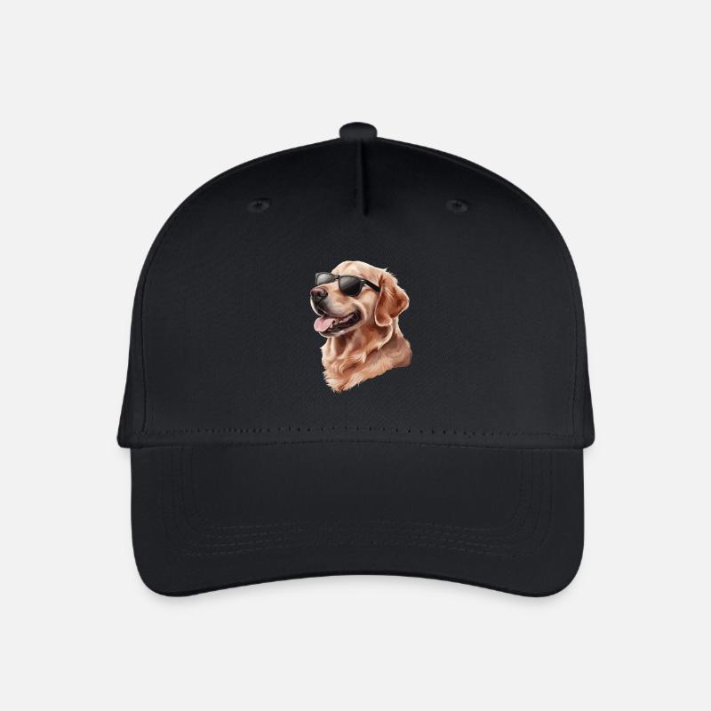 Cooler Golden Retriever Mit Sonnenbrille - Kinder Bio Basecap - Schwarz