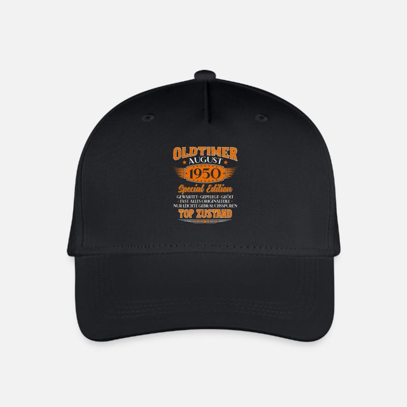 75. Geburtstag Oldtimer August Jahrgang 1950 - Kinder Bio Basecap - Schwarz