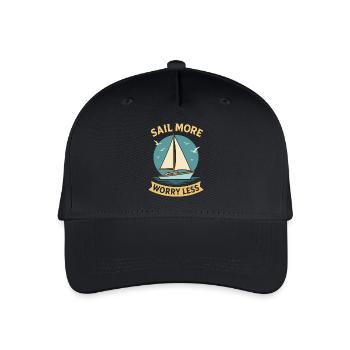 Sail More Worry Less Kapitän Segelboot Nautisch - Kinder Bio Basecap - Schwarz - Vorne