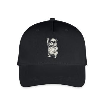 Rock Music Funny Heavy Metal Retro Guinea Pig - Organic Kids’ Baseball Cap - black - Front