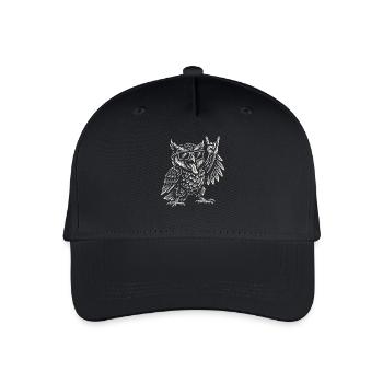 Rockmusik Eule Lustig Heavy Metal Retro Vibes - Kinder Bio Basecap - Schwarz - Vorne