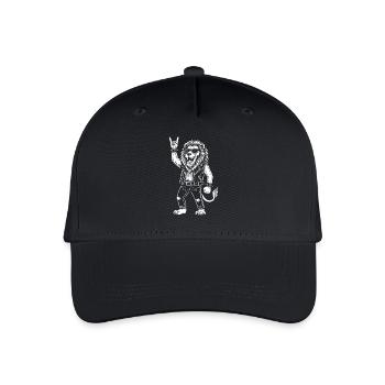 Löwe Heavy Metal Retro Rock Musik Lustig - Kinder Bio Basecap - Schwarz - Vorne