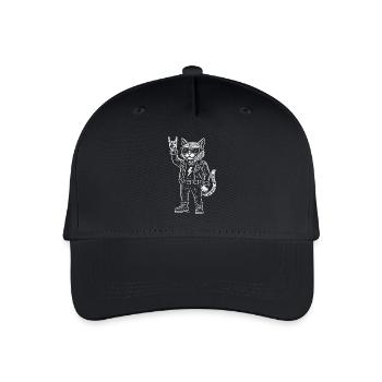 Lustige Rockmusik Katze Metal Musik Humor - Kinder Bio Basecap - Schwarz - Vorne