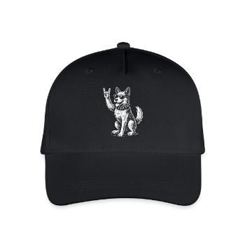 Rock Music Funny Heavy Metal Retro Dog - Organic Kids’ Baseball Cap - black - Front