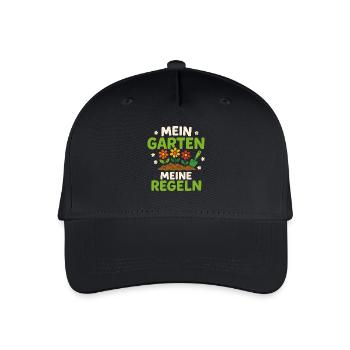 Mein Garten – Meine Regeln Blumenmotiv - Kinder Bio Basecap - Schwarz - Vorne