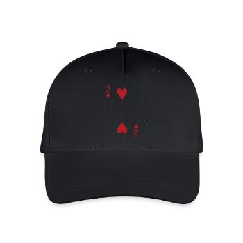 Karten Herz Zwei Skat Poker Doppelkopf - Kinder Bio Basecap - Schwarz - Vorne