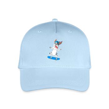 Energisches Skateboarden Französische Bulldogge Design - Kinder Bio Basecap - Hellblau - Vorne