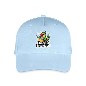 Lebhafter Papagei mit fröhlichem Frühstück - Kinder Bio Basecap - Hellblau - Vorne