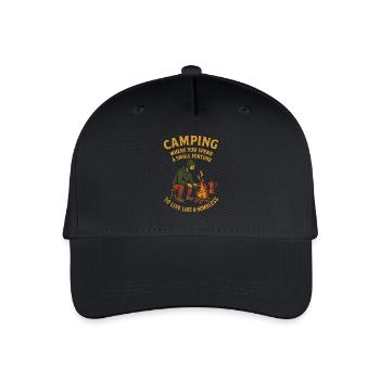 Camping where you spend a small fortune - Organic Kids’ Baseball Cap - black - Front
