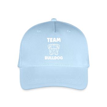 Team Bulldogge Hund Illustration - Kinder Bio Basecap - Hellblau - Vorne