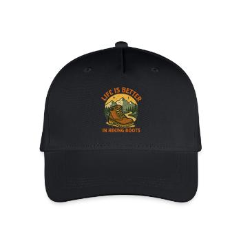Hiking Boots Hikers - Organic Kids’ Baseball Cap - black - Front