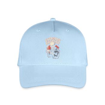 Espresso Exorcist Skeleton Sipping Coffee Design - Organic Kids’ Baseball Cap - light blue - Front