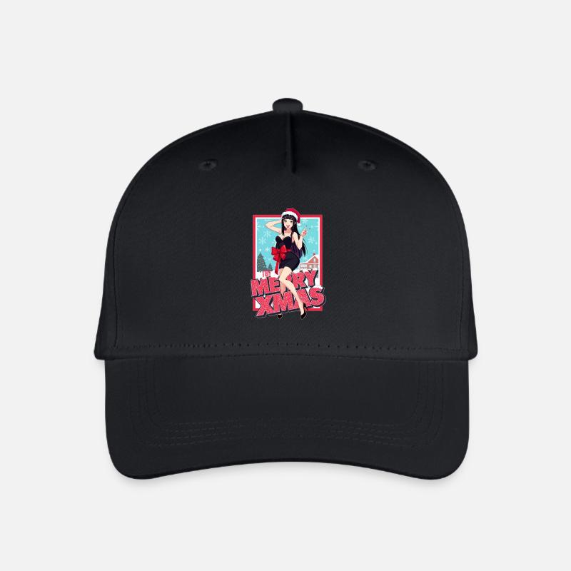 Weihnachts Pinup Xmas Anime Dame - Kinder Bio Basecap - Schwarz