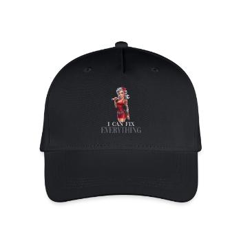 Ich Kann Alles Reparieren Powerfrau Illustration - Kinder Bio Basecap - Schwarz - Vorne