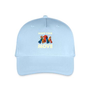 Mach deinen Zug – bunte Schachfiguren - Kinder Bio Basecap - Hellblau - Vorne