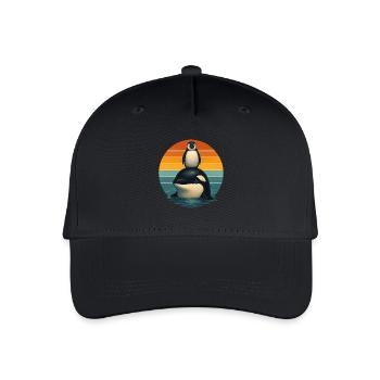 Orca Pinguin Retro Tierfreunde - Kinder Bio Basecap - Schwarz - Vorne