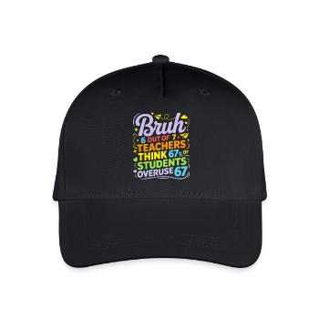 Bruh - Six Seven 6 7 Meme Fun Design - Organic Kids’ Baseball Cap - black - Front
