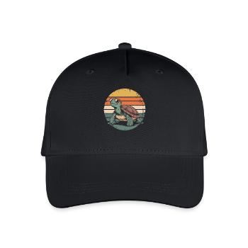 Retro Sunset Turtle - Organic Kids’ Baseball Cap - black - Front