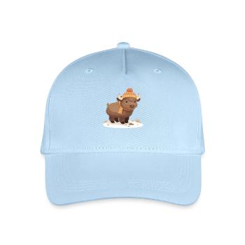 Winterbison mit Mütze - Kinder Bio Basecap - Hellblau - Vorne