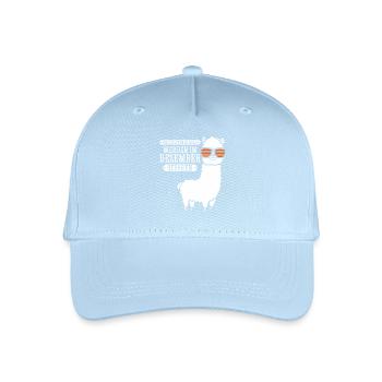 Dezember Geburtstag Alpaka Spruch Lustig - Kinder Bio Basecap - Hellblau - Vorne