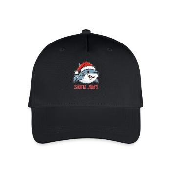 Santa Jaws lustiges Weihnachts Hai Design - Kinder Bio Basecap - Schwarz - Vorne