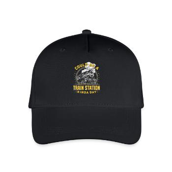 Bahnhoftag Dampflok – Retro Flair - Kinder Bio Basecap - Schwarz - Vorne