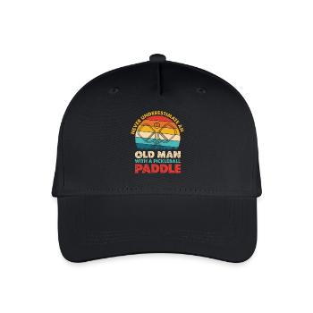 Old man with pickleball paddle - Organic Kids’ Baseball Cap - black - Front