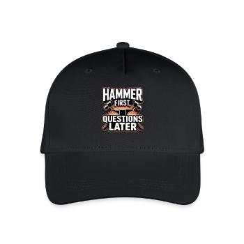 Hammer First Questions Later Blacksmith Saying - Organic Kids’ Baseball Cap - black - Front