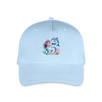 Mermaid 5th Birthday 5 Years - Organic Kids’ Baseball Cap - light blue - Front