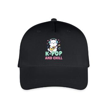 K-Pop AND CHILL Mignonne Musique coréenne Anime Chat - Casquette de baseball bio Enfant - noir - Devant